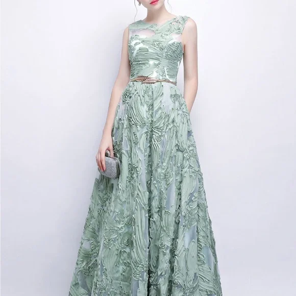 green emerald velvet dress Vintage Sage Green Prom Dress Long Prom Dresses SH344 – shinydress main image 0